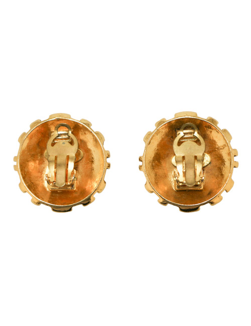 Paire de clips vintage CHANEL dorés