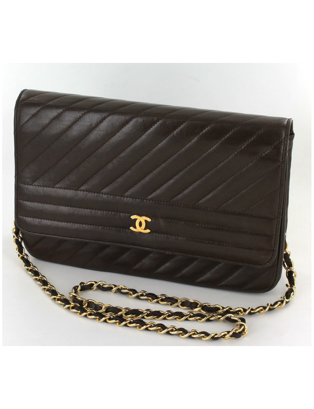 sac CHANEL cuir de veau lisse marron