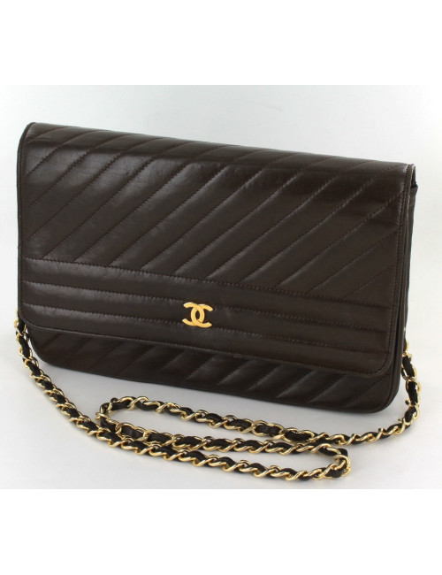 sac CHANEL cuir de veau lisse marron