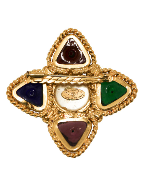 Grande broche vintage CHANEL pâte de verre