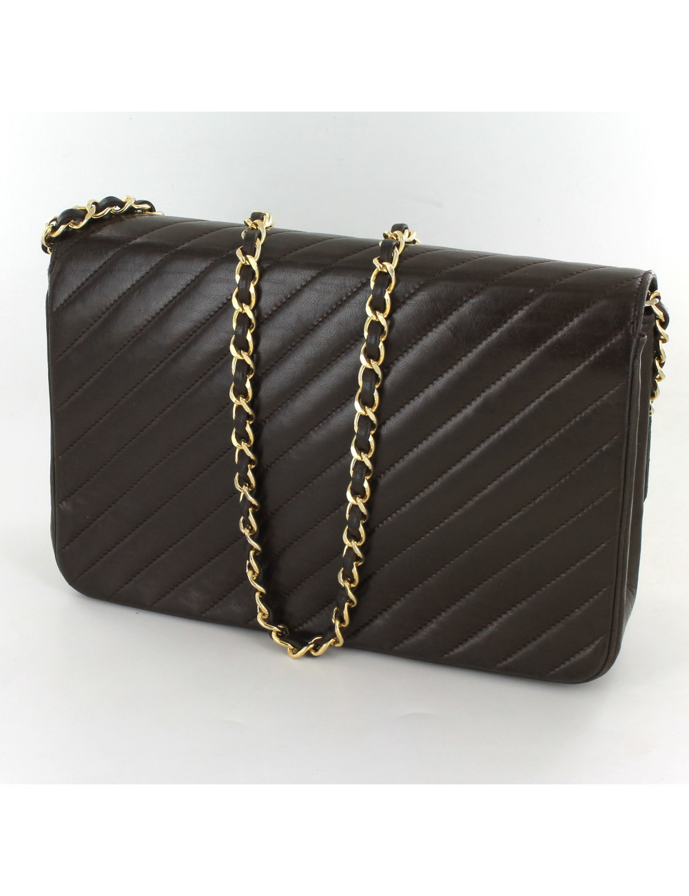 sac CHANEL cuir de veau lisse marron