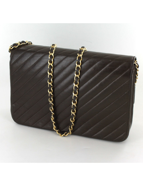 sac CHANEL cuir de veau lisse marron