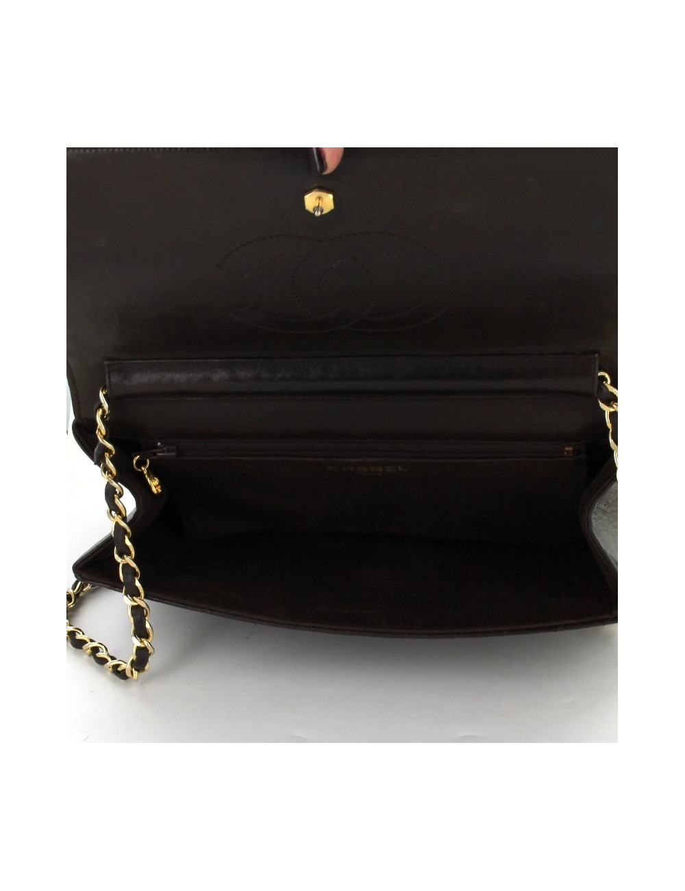sac CHANEL cuir de veau lisse marron