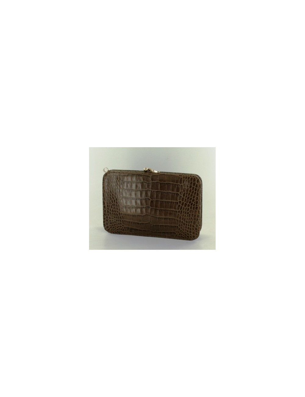 pochette VALENTINO croco marron glacé