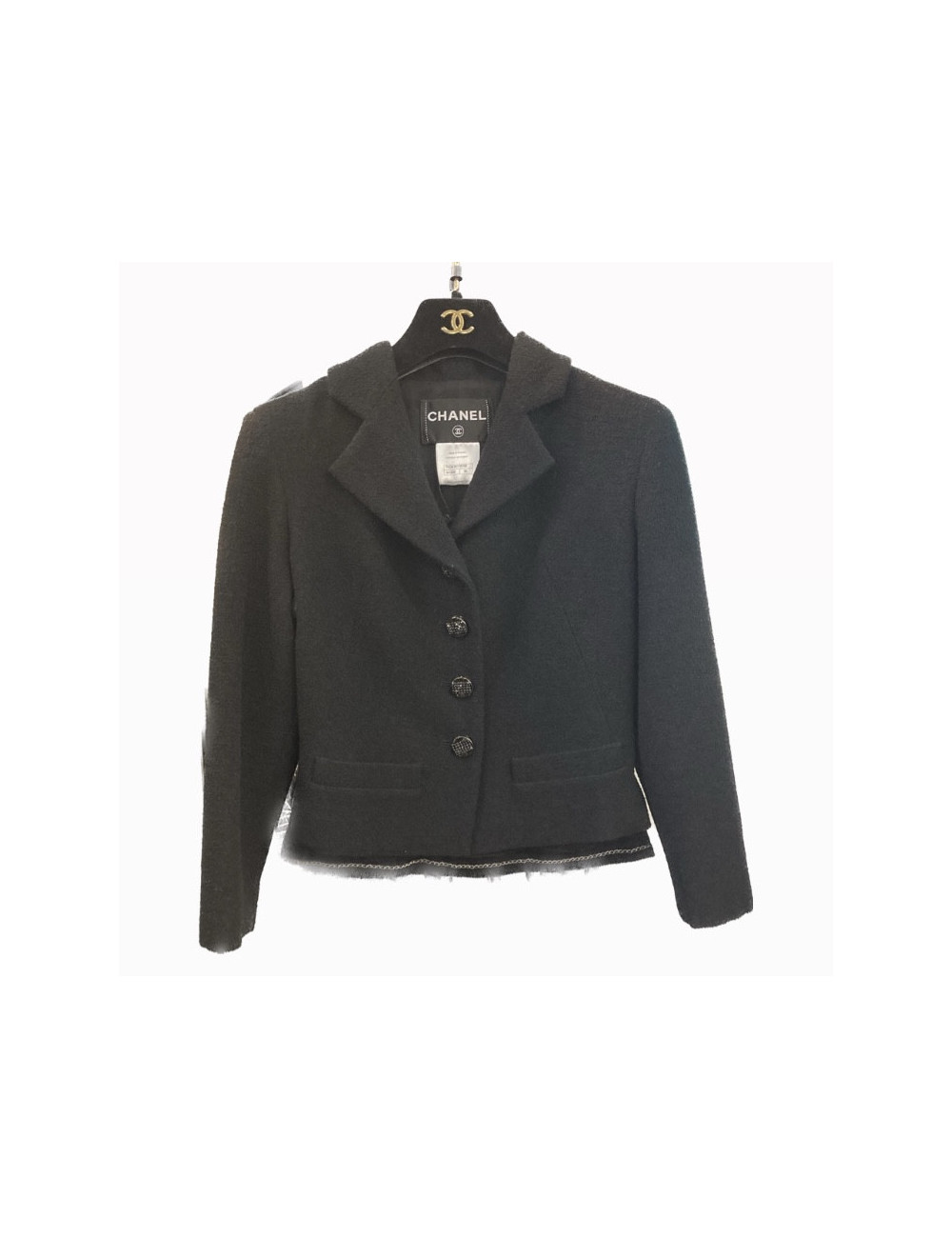 Veste courte T36 CHANEL en tweed noir 