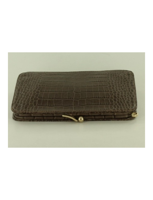 pochette VALENTINO croco marron glacé