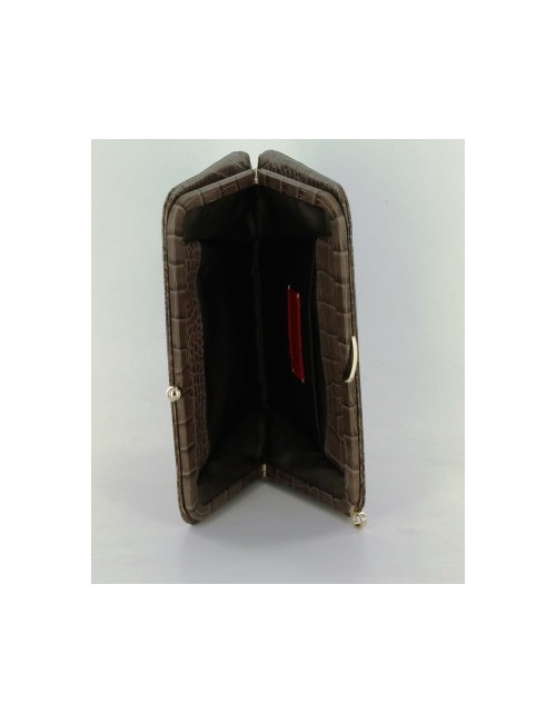 pochette VALENTINO croco marron glacé