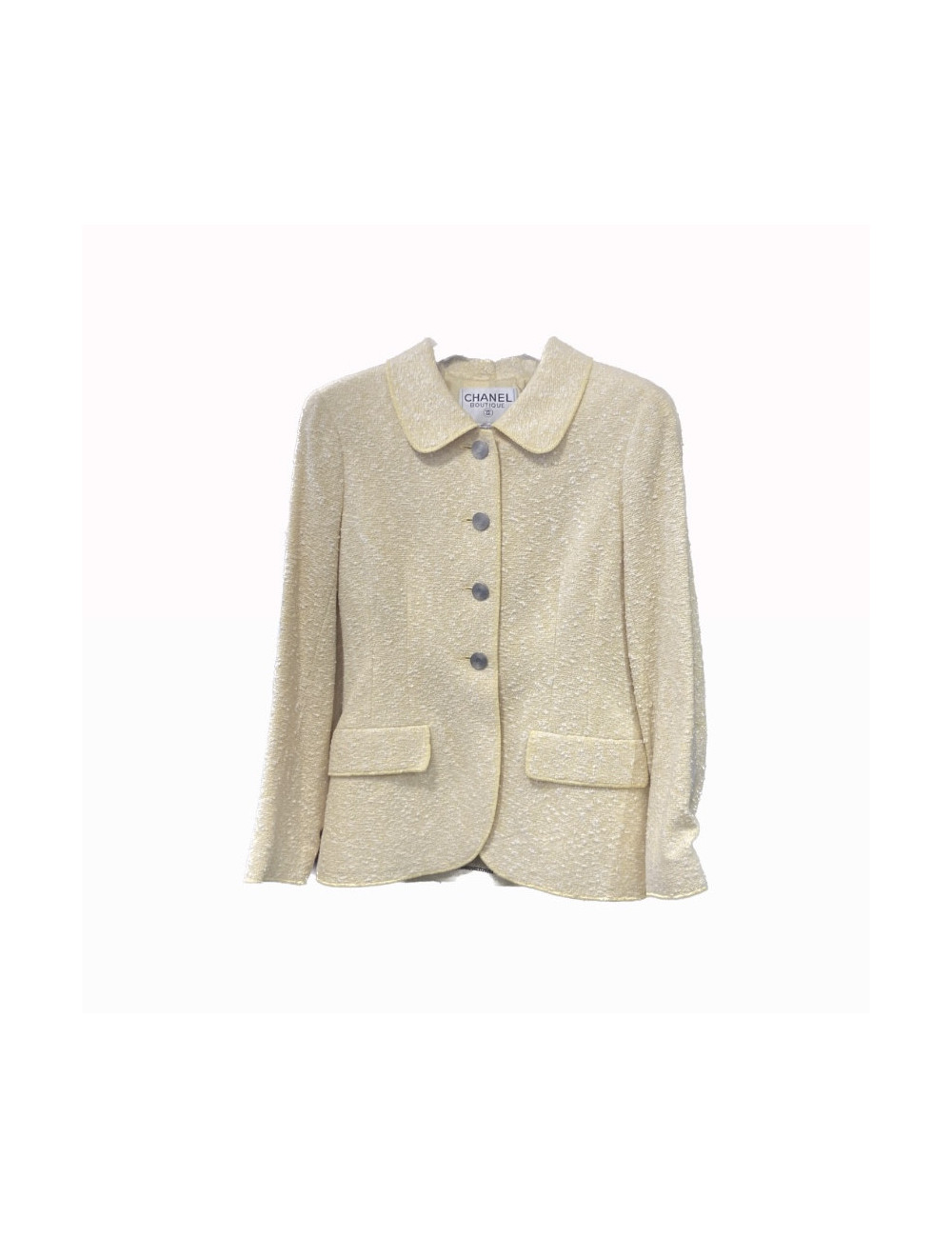 Veste T 36 CHANEL mouchetée jaune et blanc