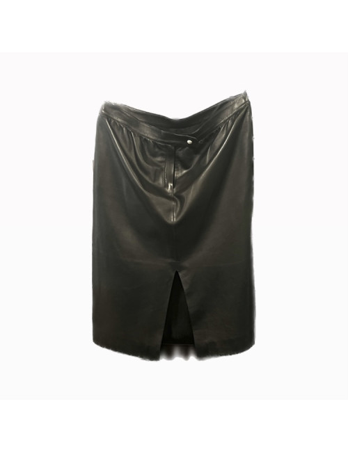 Jupe T 40 CHANEL cuir d'agneau noir