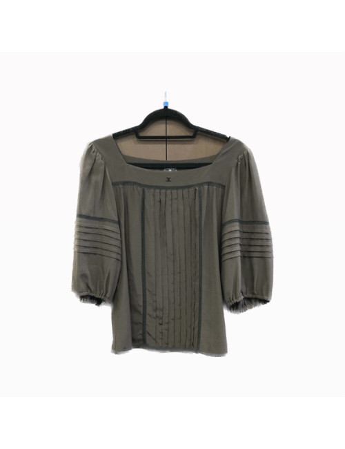 Blouse T 40 CHANEL soie marron 