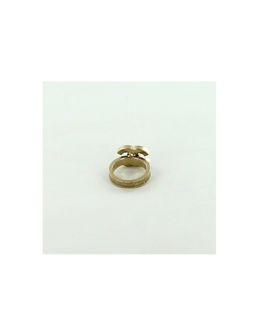 bague CHANEL émaillé beige perles et strass