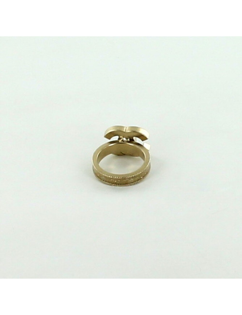 bague CHANEL émaillé beige perles et strass