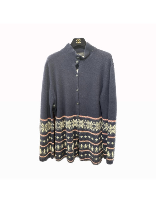 Long gilet T 44 CHANEL laine cachemire