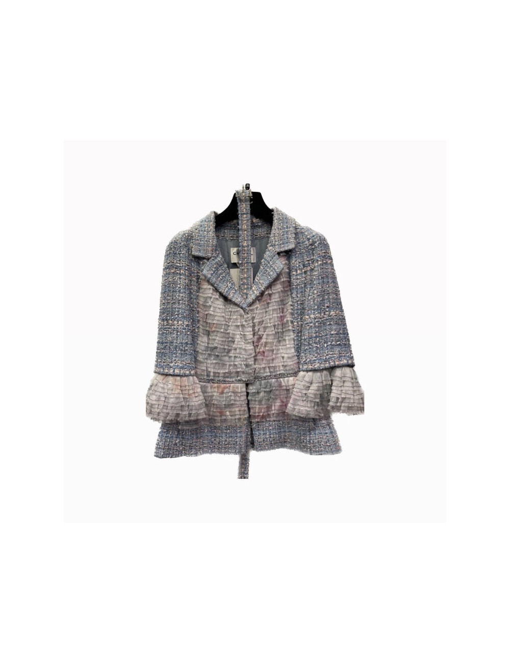 Veste T 40 CHANEL tweed bleu ciel