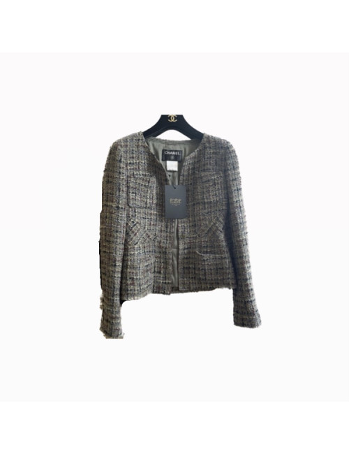Veste CHANEL Printemps 2003 tweed vert 