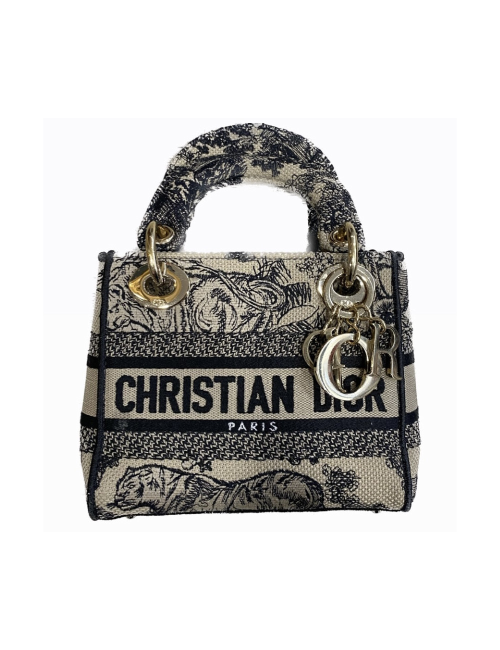 Mini Lady D DIOR Lite brodé toile de Jouy
