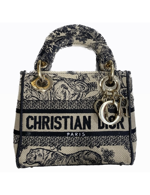 Mini Lady D DIOR Lite brodé toile de Jouy