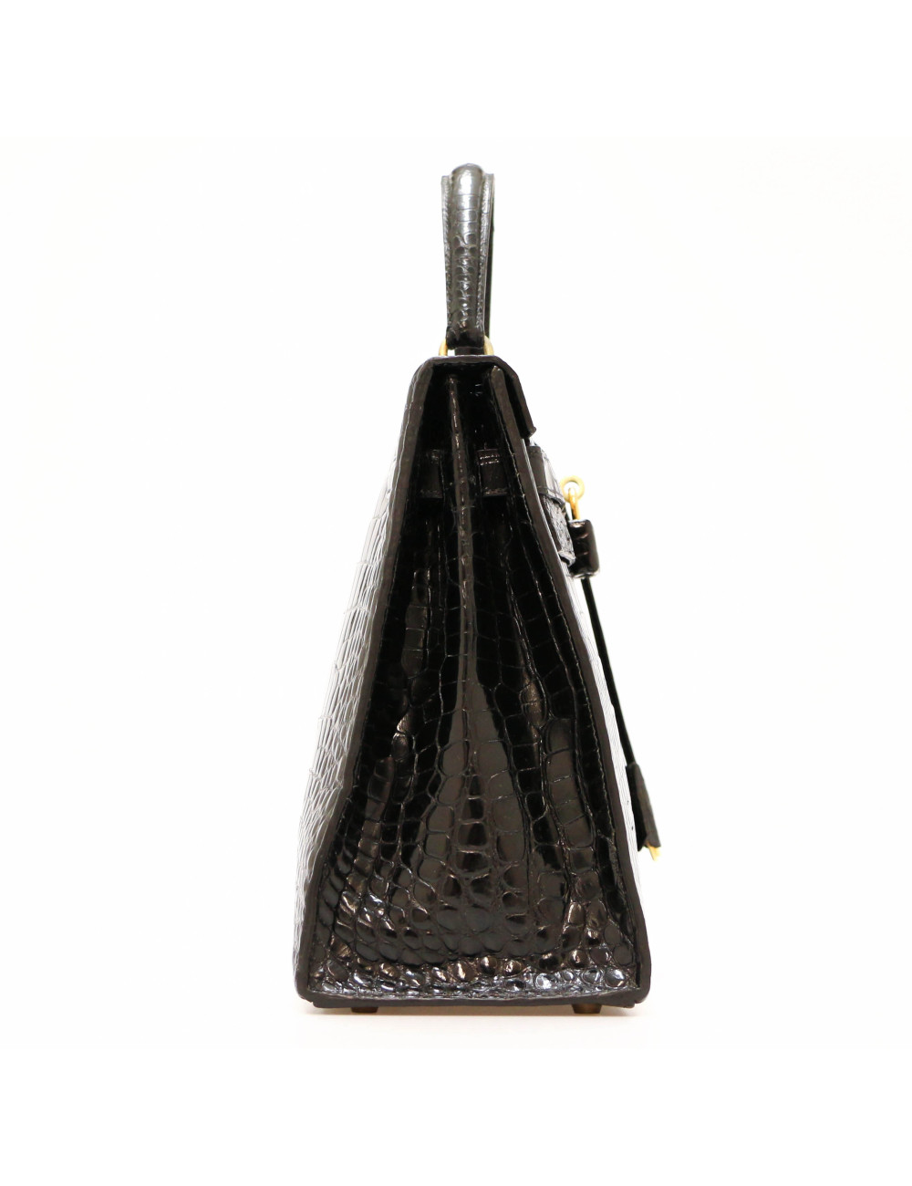 Kelly 35 HERMES porosus noir Vintage