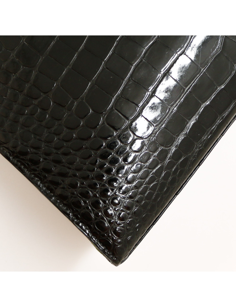 Kelly 35 HERMES porosus noir Vintage