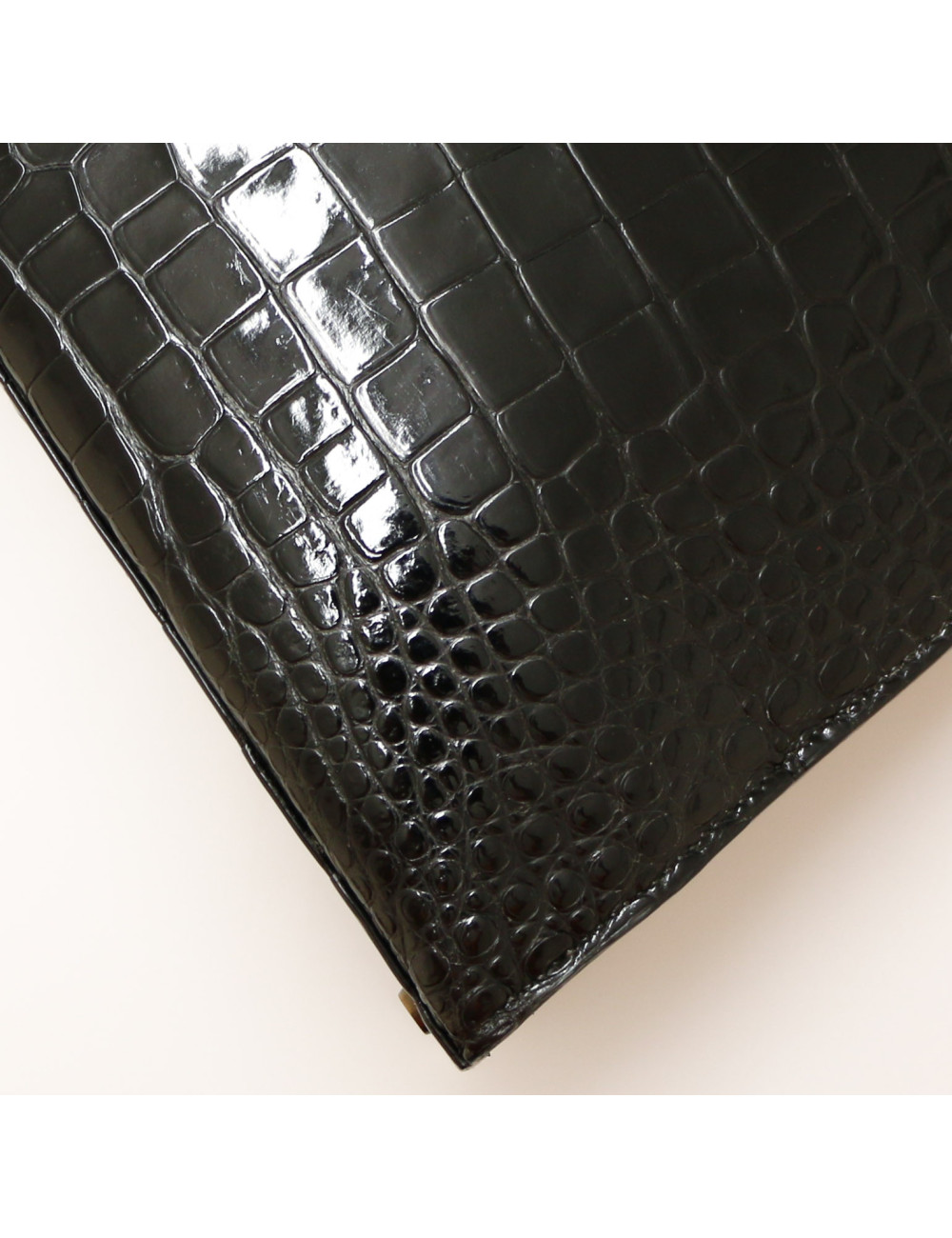 Kelly 35 HERMES porosus noir Vintage