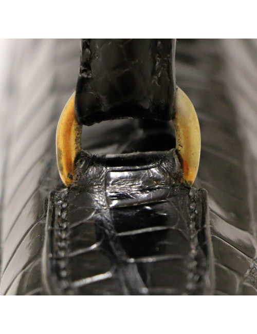 Kelly 35 HERMES porosus noir Vintage