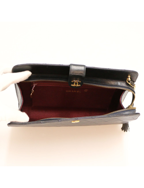 Sac CHANEL matelassé bleu Vintage