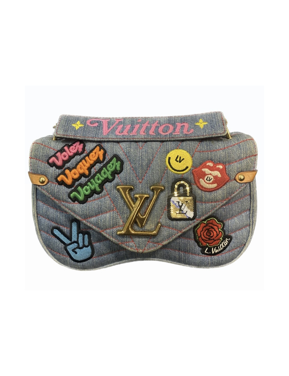 Sac  LOUIS VUITTON toile denim brodé