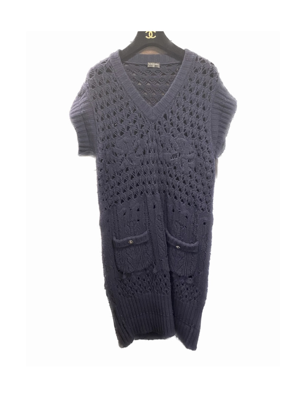 Robe T 38 CHANEL en laine bleue