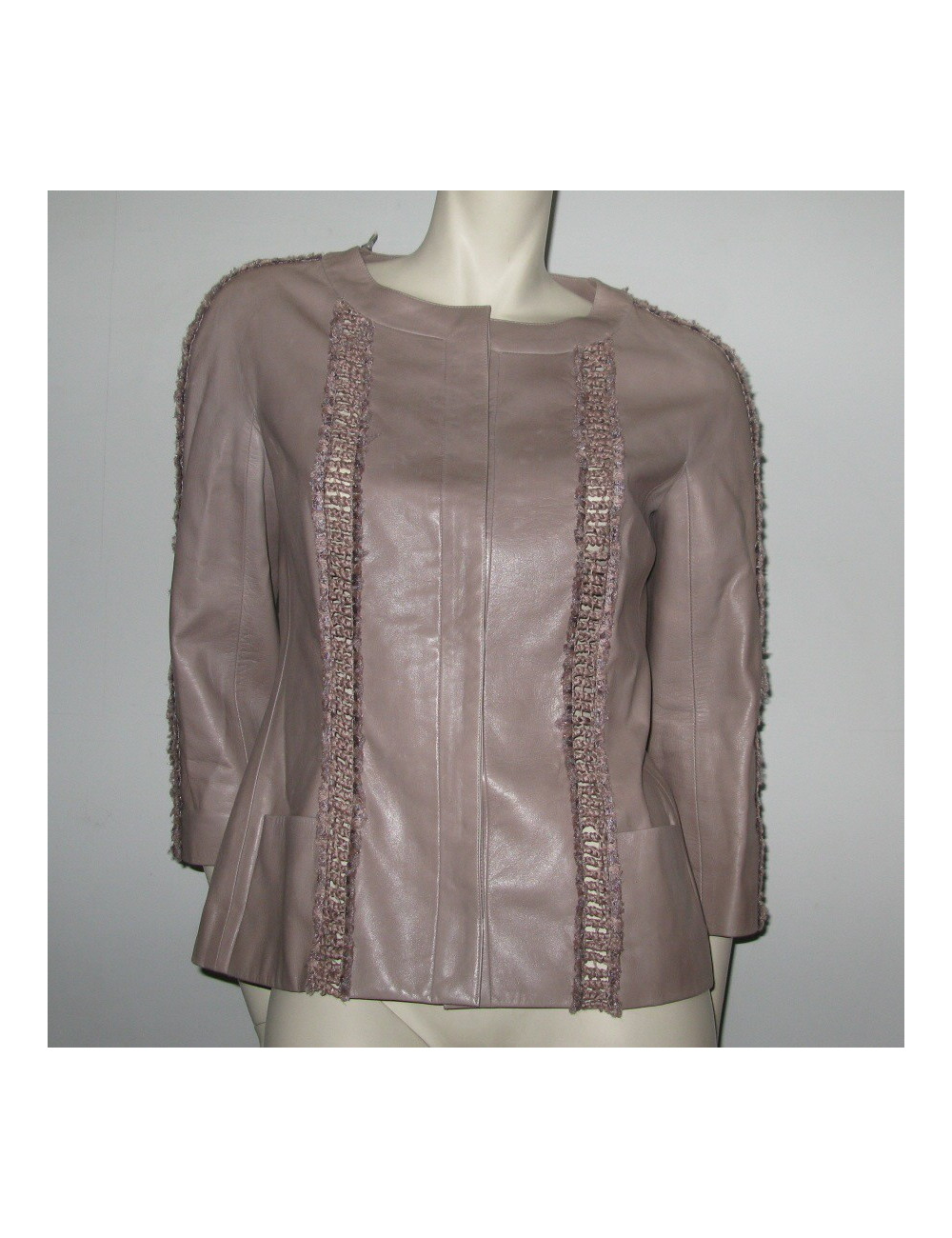 Veste cuir taupe CHANEL