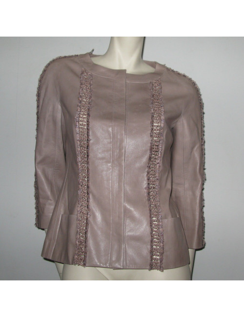 Jacket leather taupe CHANEL