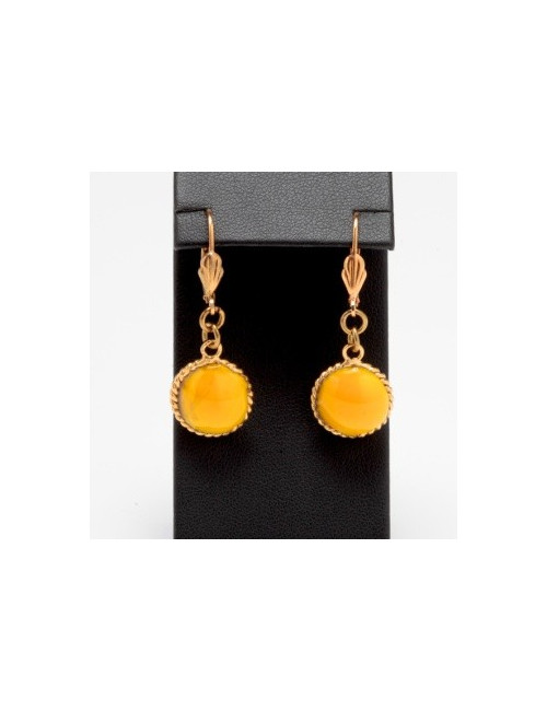 clous d'oreille MARGUERITE de VALOIS cabochons jaunes