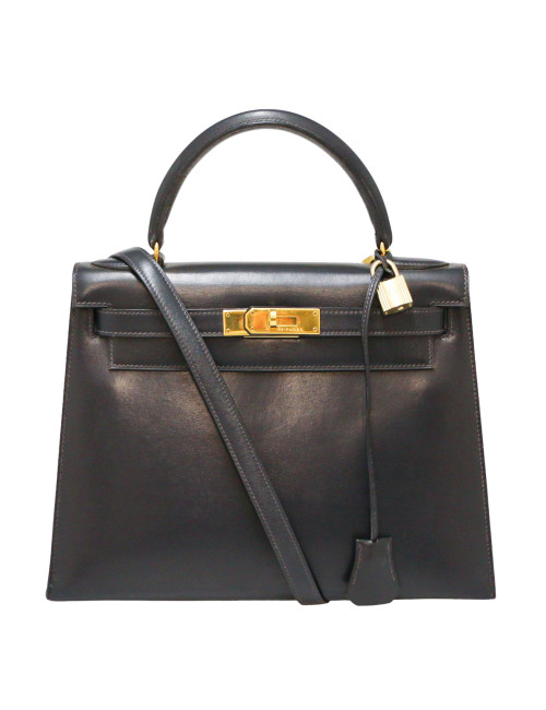 Kelly 28 HERMES sellier box bleu marine