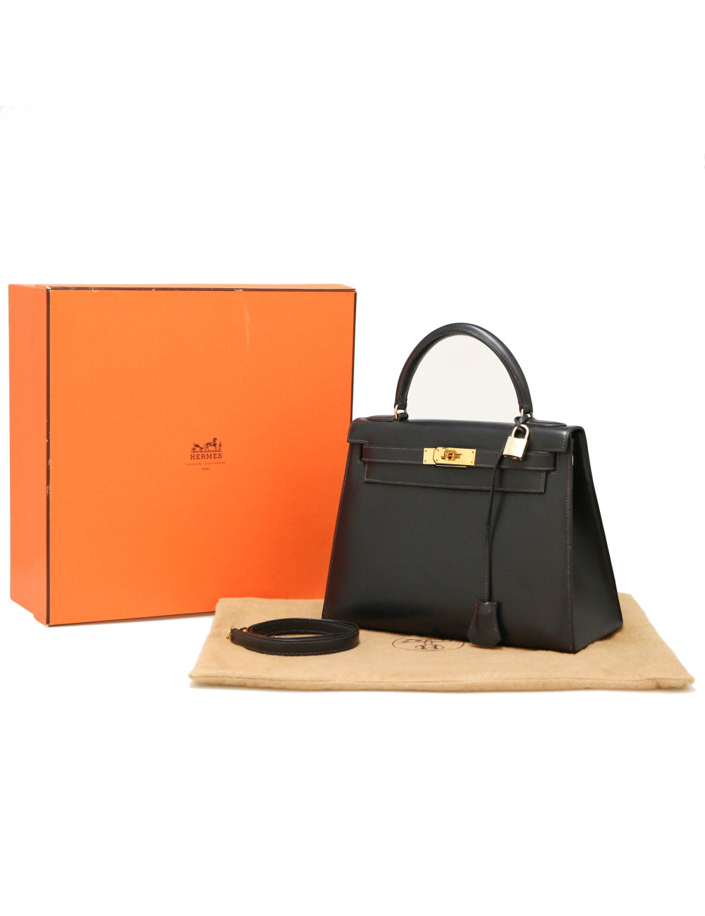 Kelly 28 HERMES sellier box bleu marine