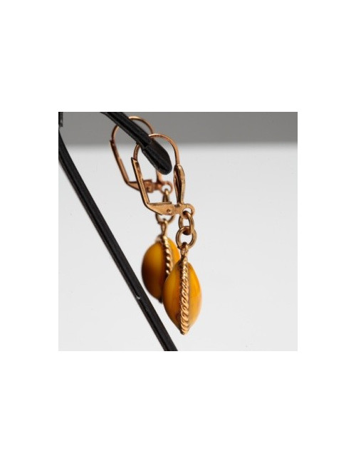 clous d'oreille MARGUERITE de VALOIS cabochons jaunes