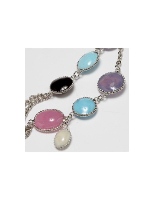 sautoir MARGUERITE de VALOIS "Gouttes d'eau" pâte de verre