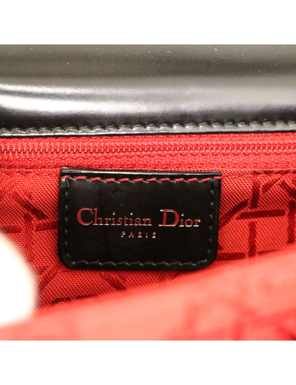 Sac pochette CHRISTIAN DIOR verni semi mat noir