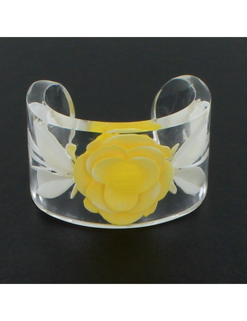 manchette CHANEL en résine jaune