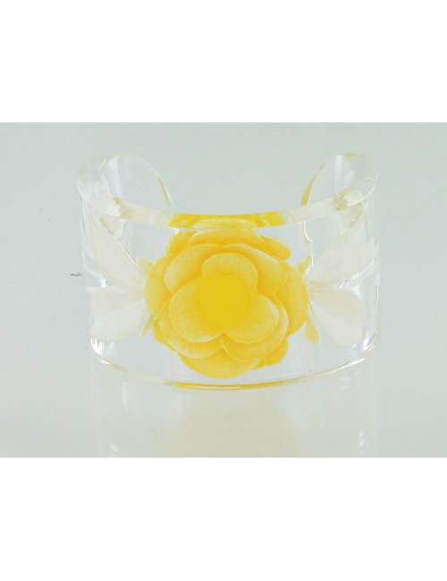 manchette CHANEL en résine jaune