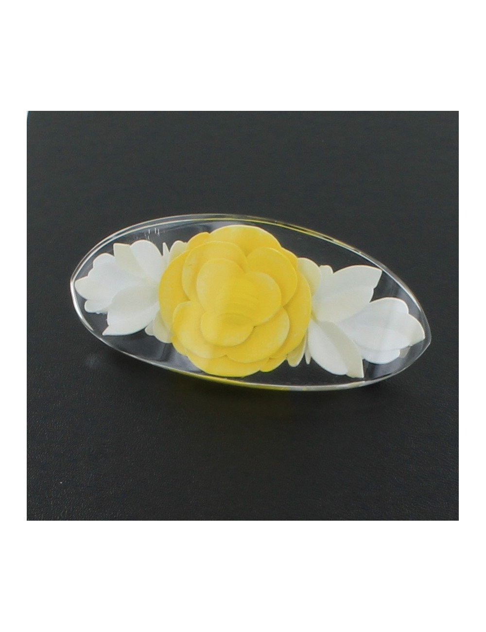 Barrette à cheveux CHANEL camélia jaune