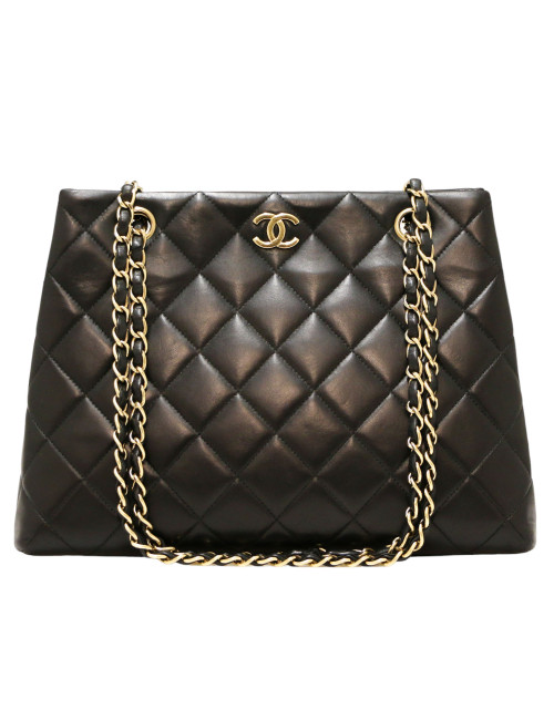 Cabas CHANEL cuir matelassé bleu  Vintage