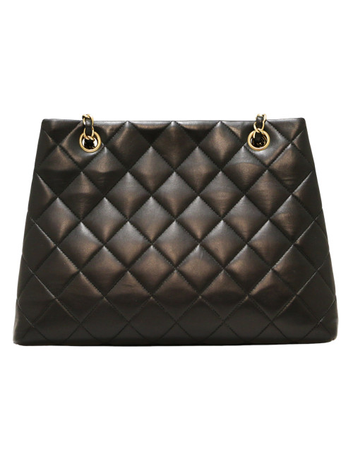 Cabas CHANEL cuir matelassé bleu  Vintage