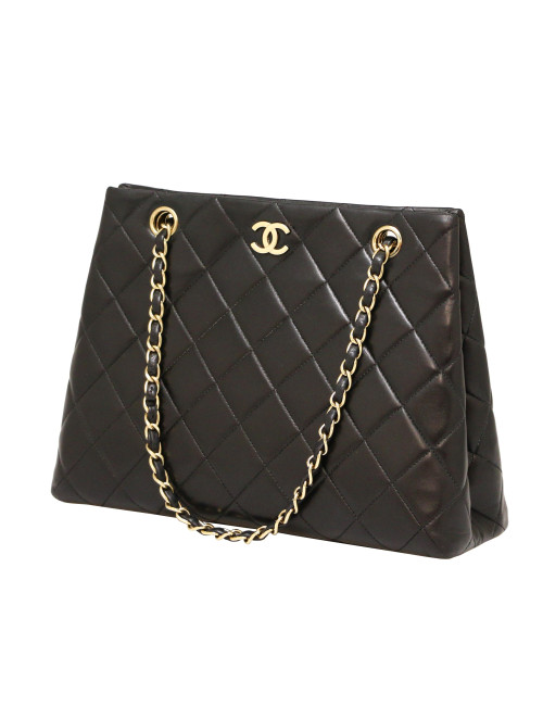 Cabas CHANEL cuir matelassé bleu  Vintage