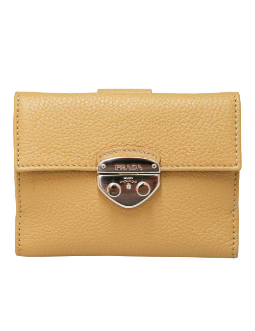 Porte monnaie PRADAcuir grainé gold