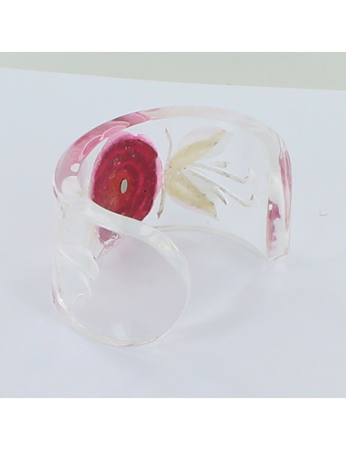 manchette CHANEL en résine camélia rose