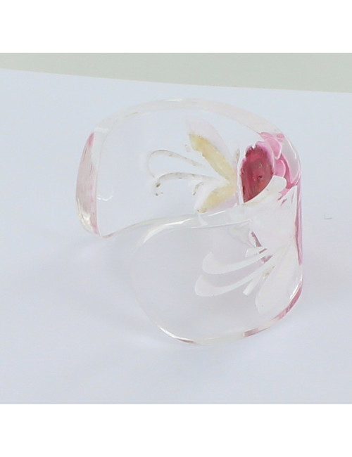 manchette CHANEL en résine camélia rose