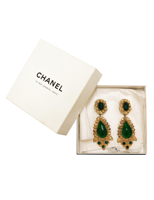 Cips d'oreilles CHANEL Couture pâte de verre