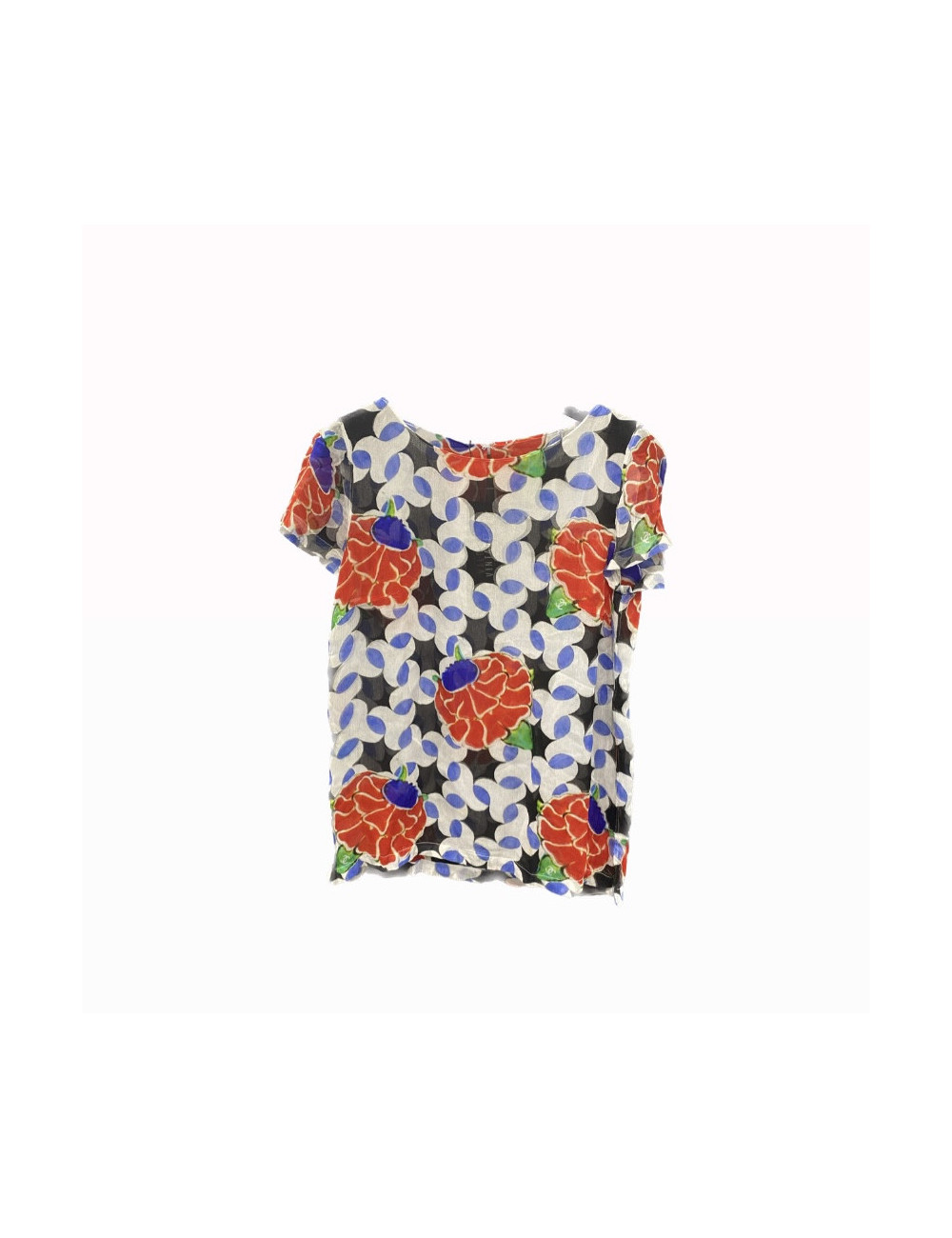 Haut CHANEL Paris Dubaï soie fleurie