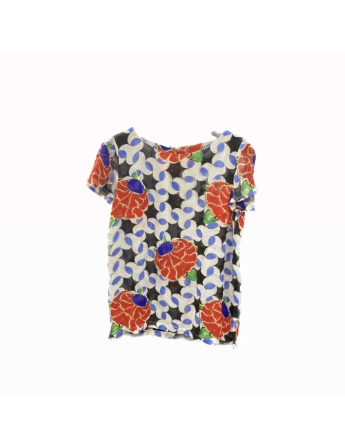 Haut CHANEL Paris Dubaï soie fleurie