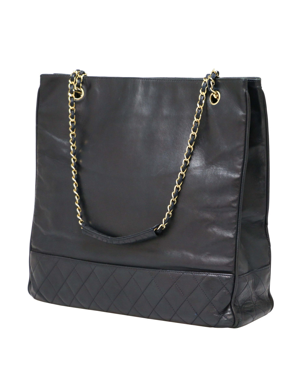 Cabas CHANEL GM cuir de veau bleu Vintage