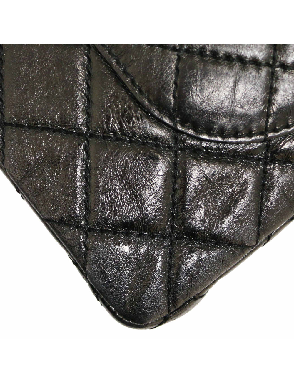 Sac 2.55 CHANEL cuir vieilli semi verni noir